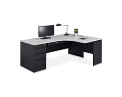 Carbon J-Desk with 3-Drawer Pedestal and Right Return 72"Wx48"D