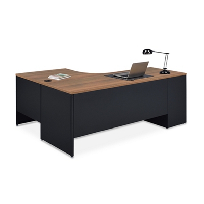 Carbon J-Desk with 3-Drawer Pedestal and Right Return 72