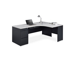 Carbon J-Desk with 2-Drawer Pedestal and Right Return 72"Wx48"D