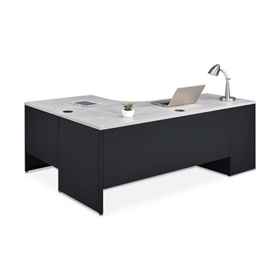 Carbon J-Desk with 2-Drawer Pedestal and Right Return 72