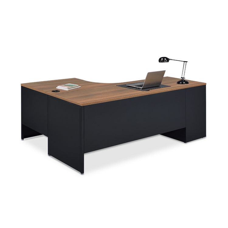 Carbon J-Desk with 2-Drawer Pedestal and Right Return 72