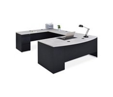 Carbon Bowfront Reversible U-Desk 72"Wx108"D
