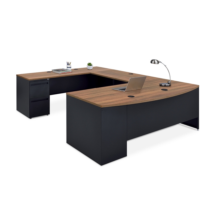 Carbon Reversible Bowfront Steel U-Desk -  72