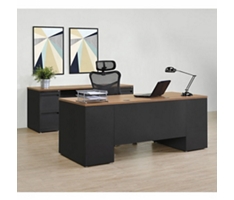 Carbon Executive Desk and Credenza Set