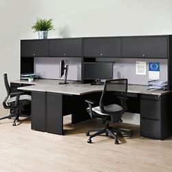 Carbon Two Person Workstation with Hutch