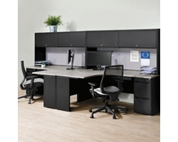 Carbon Two Person Workstation with Hutch