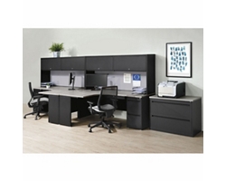 Carbon Two Person Workstation with Hutch and File