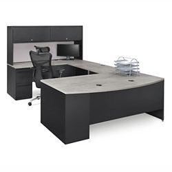 Carbon Bowfront Reversible U-Desk with Hutch 72"Wx108"D