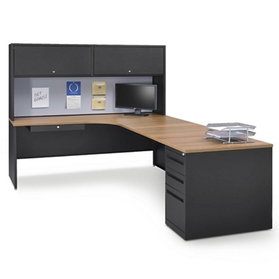Carbon L-Shaped Desk with Hutch - Right Return 72"Wx96"D