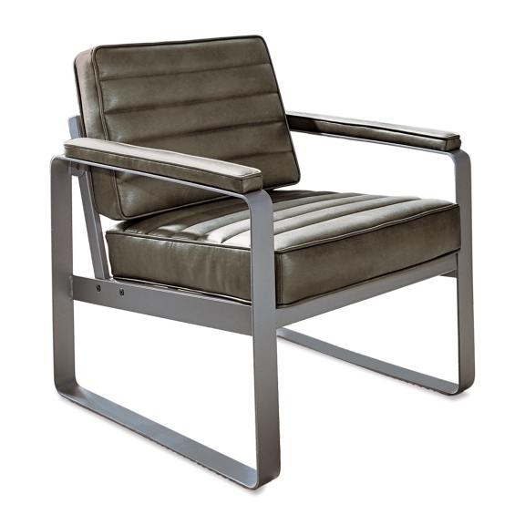 Rivet Lounge Chair Bravo Cognac Polyurethane Charcoal Painted Metal Frame Brown
