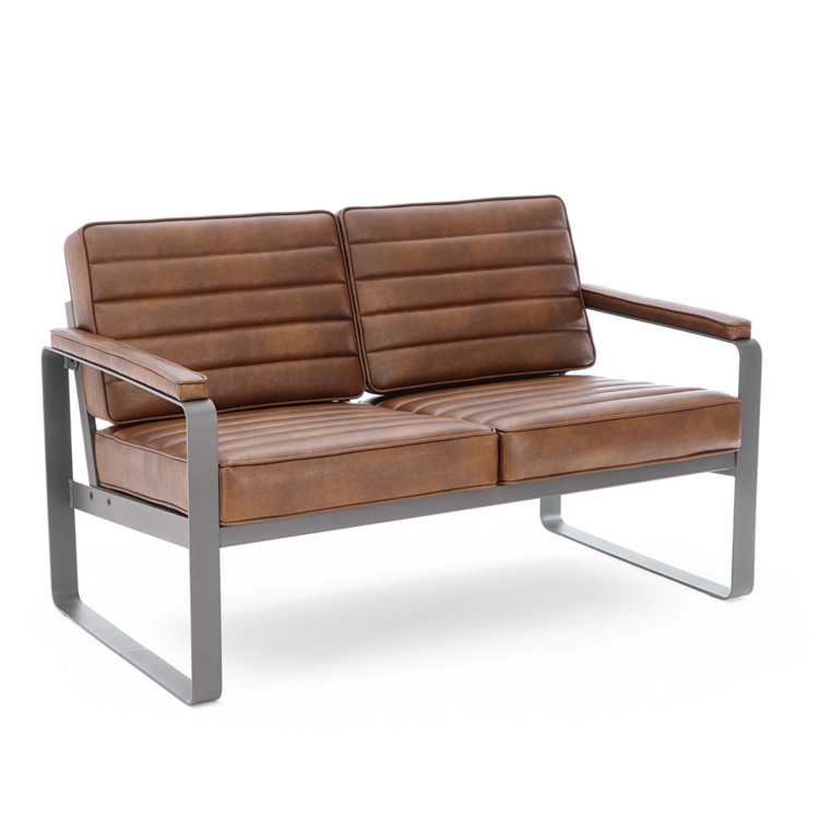 Rivet Faux Leather 2 Seat Loveseat
