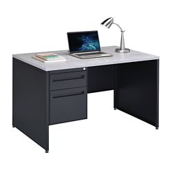 Carbon Compact Single Pedestal Laminate Top Steel Desk 48"W x 30"D