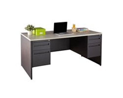 Carbon Double Pedestal Steel Executive Desk - 66"W x 30"D