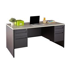 Carbon Double Pedestal Laminate Top Steel Desk - 66"W x 30"D