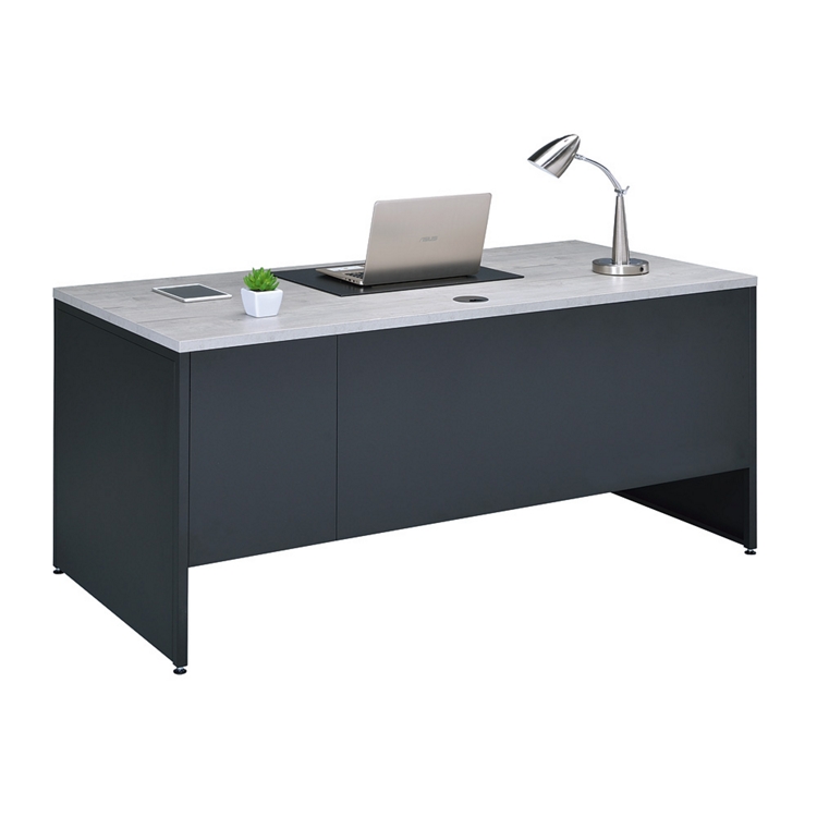 Carbon Single Pedestal Steel Desk with Center Drawer - 66"Wx30"D