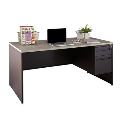 Carbon Single Pedestal Laminate Top Steel Desk 66"W x 30"D