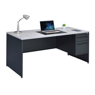 Carbon Single Pedestal Steel Desk - 66