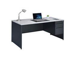 Carbon Single Pedestal Steel Desk with Center Drawer - 66