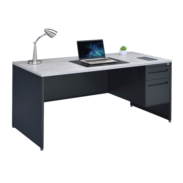 Carbon Single Pedestal Steel Desk - 66