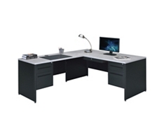 Carbon L-Shape Reversible Steel Desk with Center Drawer - 66"Wx78"D