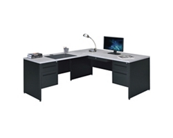 Carbon L-Shape Reversible Steel Desk with Center Drawer - 66"Wx78"D