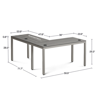 At Work Reversible L-Shaped Desk - 60