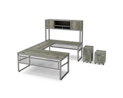 Rivet 71" U-Shaped Desk with Hutch and Storage Set