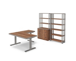 Rivet 60" Adjustable-Height L-Shaped Desk Office Set