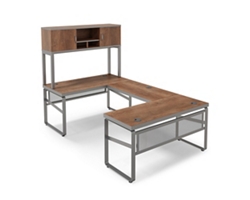Rivet 59" U-Shaped Desk with Hutch Set