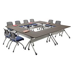 At Work Set of Six Flip Top Training Tables 60"W x 24"D
