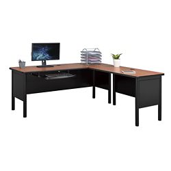 Stahl Steel L-Desk with Keyboard Tray - 72"W x 72"D