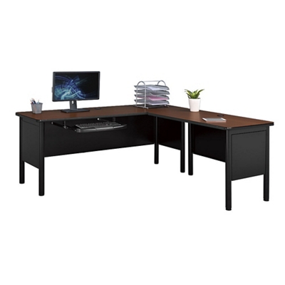 Stahl L-Shaped Desk with Keyboard Tray - 72