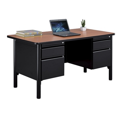 Stahl Steel Double Pedestal Desk with Laminate Top - 60"W