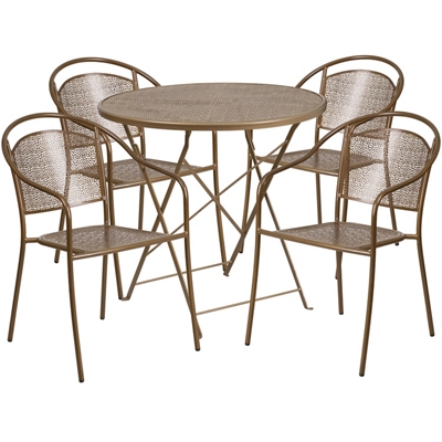 30" Folding Table and Four Stacking Chairs