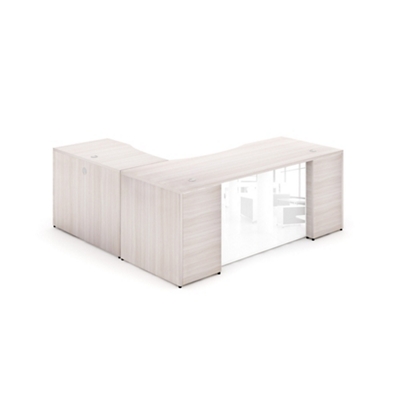 Potenza Laminate L-Shape Desk with Glass Modesty Panel - 66