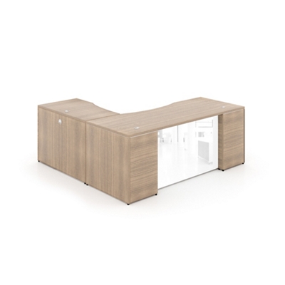 Potenza Laminate L-Shape Desk with Glass Modesty Panel - 66