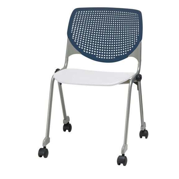 Perforated Back Polypropylene Stack Chair with Casters