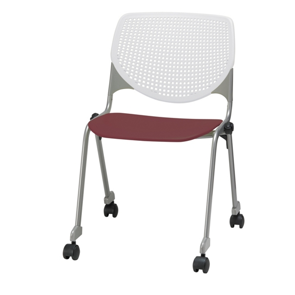 Perforated Back Polypropylene Stack Chair with Casters