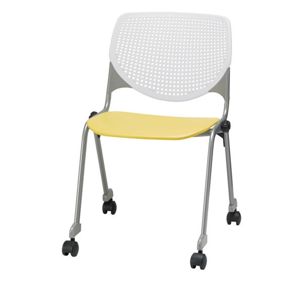Perforated Back Polypropylene Stack Chair with Casters