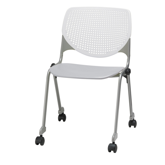 Perforated Back Polypropylene Stack Chair with Casters
