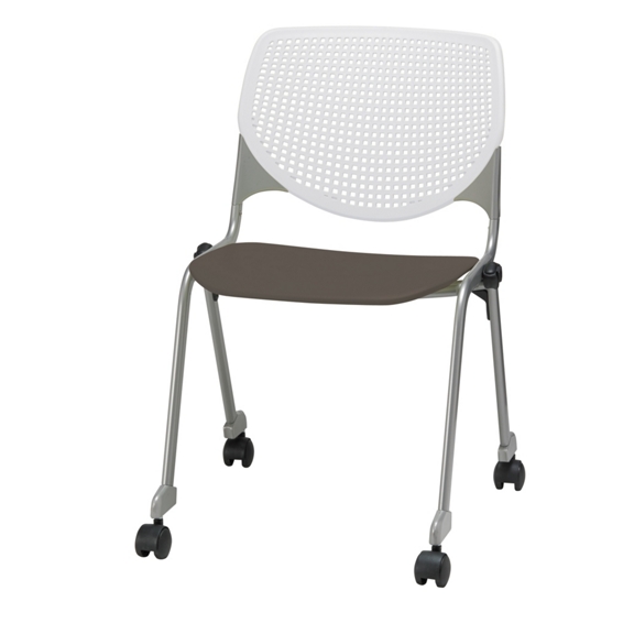 Perforated Back Polypropylene Stack Chair with Casters