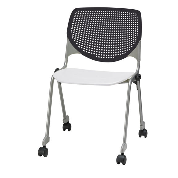 Perforated Back Polypropylene Stack Chair with Casters