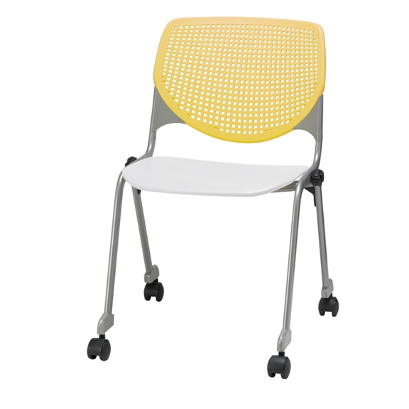Perforated Back Polypropylene Stack Chair with Casters