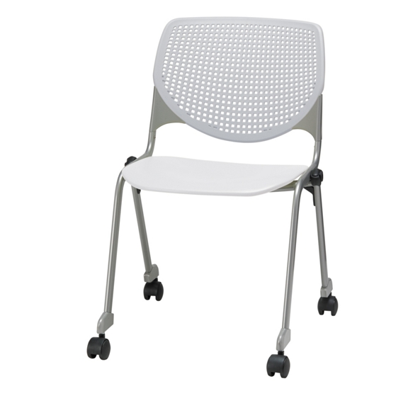 Perforated Back Polypropylene Stack Chair with Casters