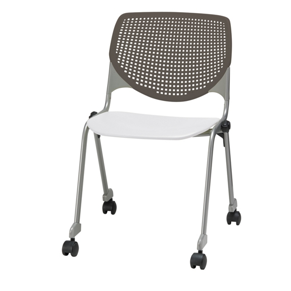 Perforated Back Polypropylene Stack Chair with Casters