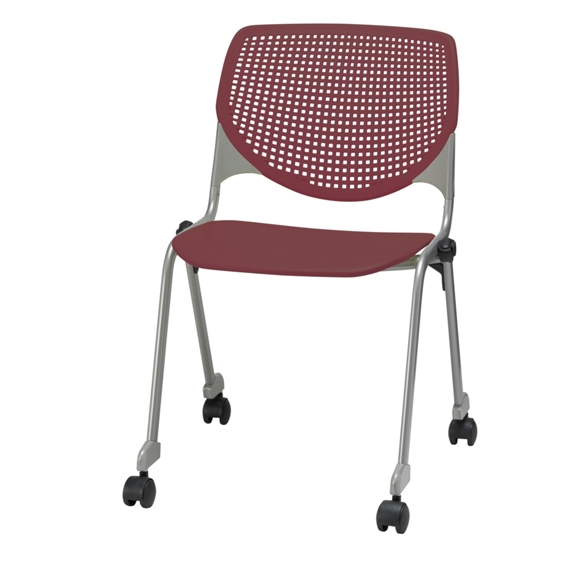 Perforated Back Polypropylene Stack Chair with Casters