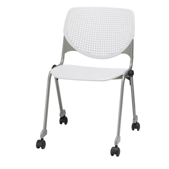 Perforated Back Polypropylene Stack Chair with Casters