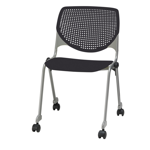 Perforated Back Polypropylene Stack Chair with Casters
