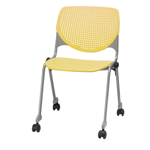 Perforated Back Polypropylene Stack Chair with Casters