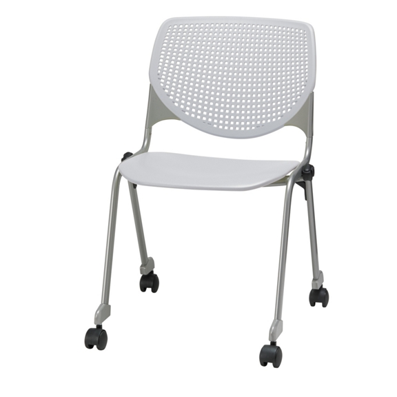 Perforated Back Polypropylene Stack Chair with Casters